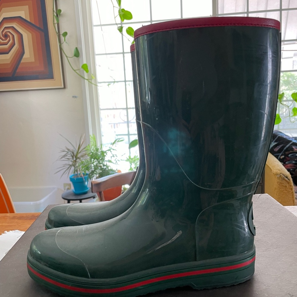 Gucci Green and Red Rain Boots